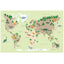 Weltkarte Kinder Grün - Dinosaurier, Englisch  | World map children green - dinosaurs, English